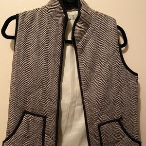 Black and White Herringbone Vest